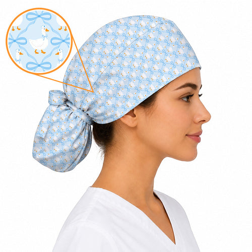 Pink Goose Nurse Scrub Caps, Cute Bow Goose Medical Scrubs Cap, Funny Nurse Gift For Women
