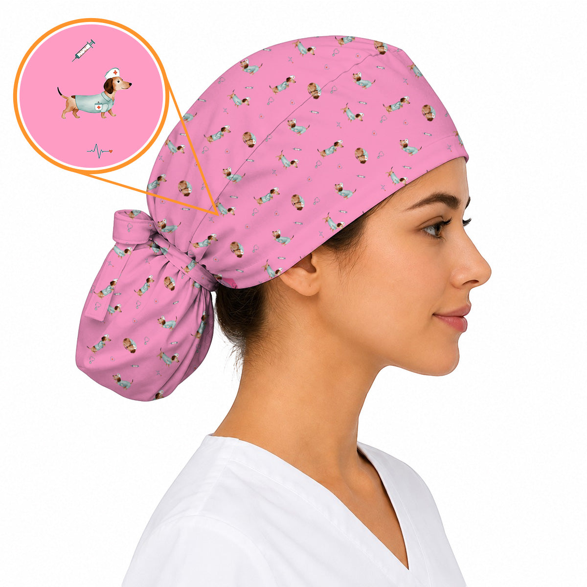 Dachshund Nurse Scrub Cap, Cute Wiener Dog Nursing Uniform for Dog Lovers, Comfortable Nurse Scrubs for Healthcare Workers