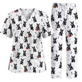 Frenchton Veterinary Scrub Top, Frenchton Vet Nurse Uniform for Animal Lovers, Comfortable Veterinary Scrubs for Veterinary Professionals