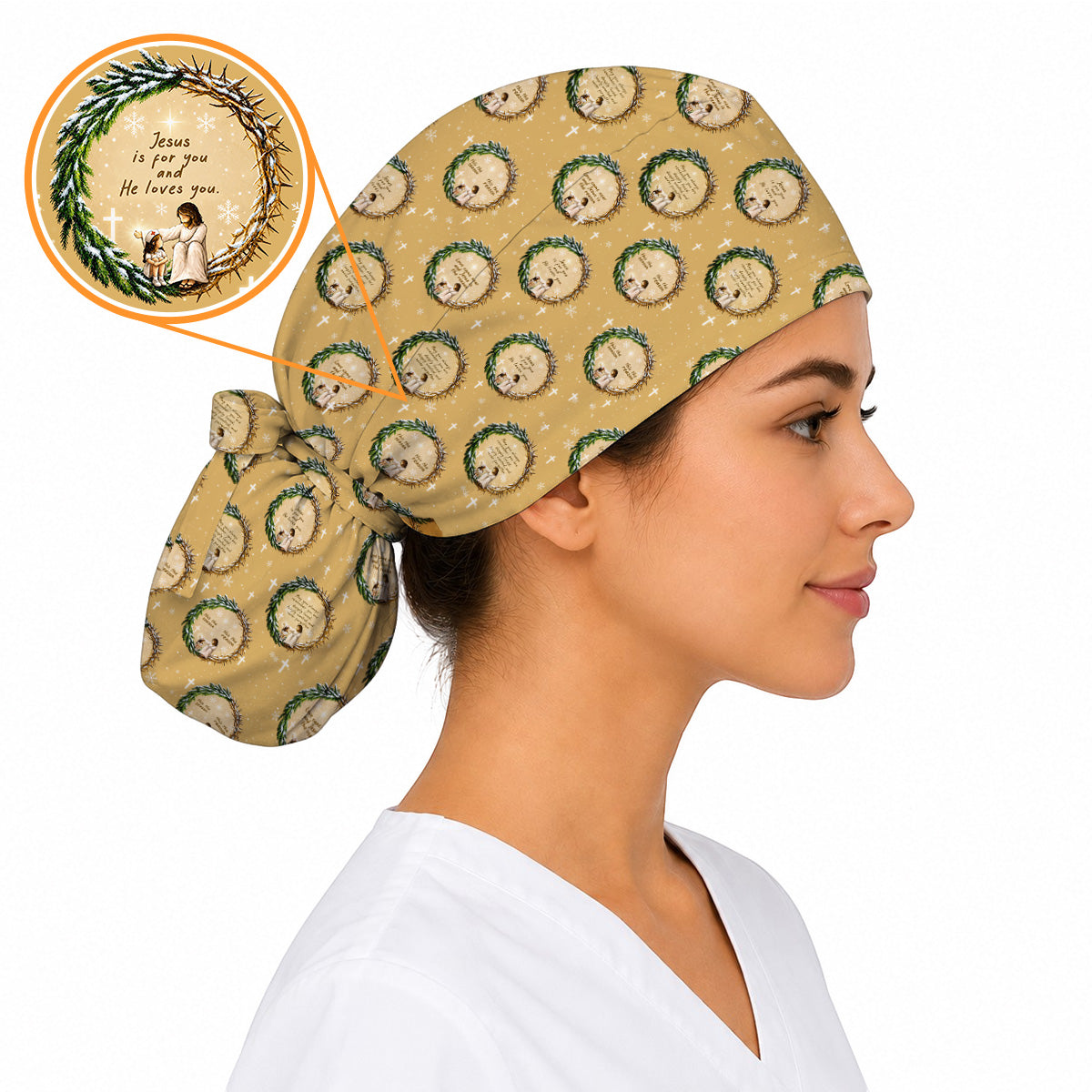 Jesus Christmas Scrub Caps, Christian Faith Nurse Scrubs Cap, Religious Christmas Gift For Nurses