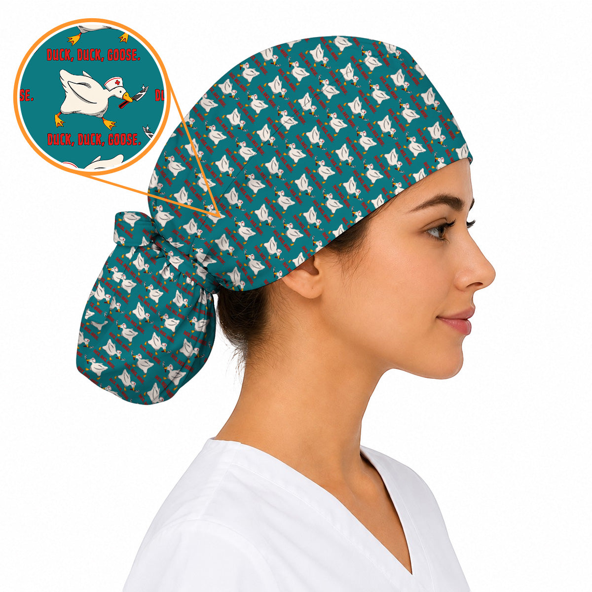 Duck Duck Goose Nurse Scrub Cap, Funny Goose Medical Scrubs, Cute Scrub Caps For Nurses