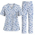 Toile de Jouy Cat Scrub Top, Crazy Cats Pattern Nursing Uniform for Cat Lovers, Vintage Feline Medical Scrubs