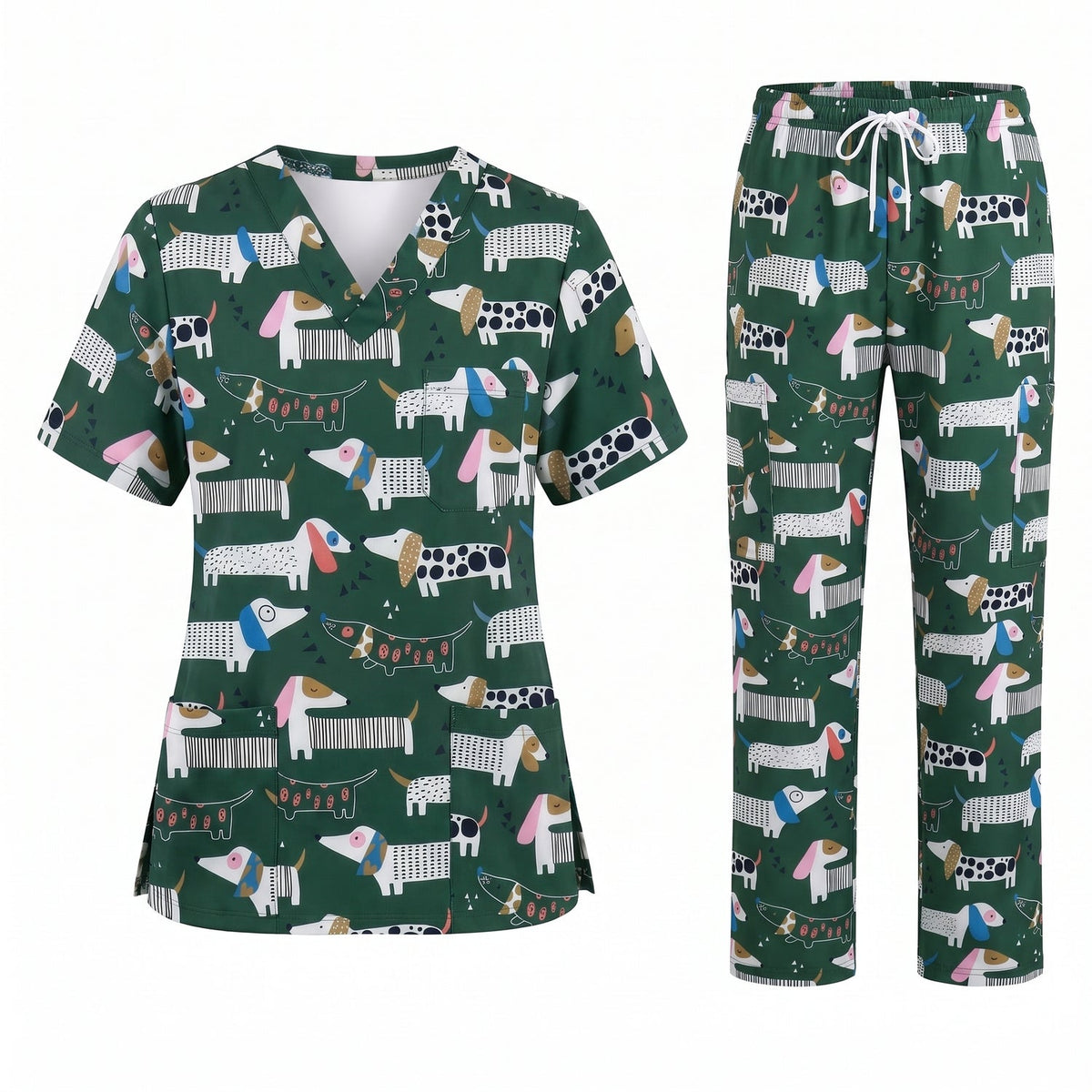 Dachshund Scrub Top for Women, Cute Wiener Dog Nursing Uniform, Funny Doxie Nurse Scrub Shirt, Gift for Healthcare Professionals RN LPN CNA Vet Tech