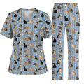Nurse Cat Scrub Top, Cat Lover Medical Nurse Uniform for Veterinary & Healthcare Workers, Comfortable Feline Nursing Scrubs