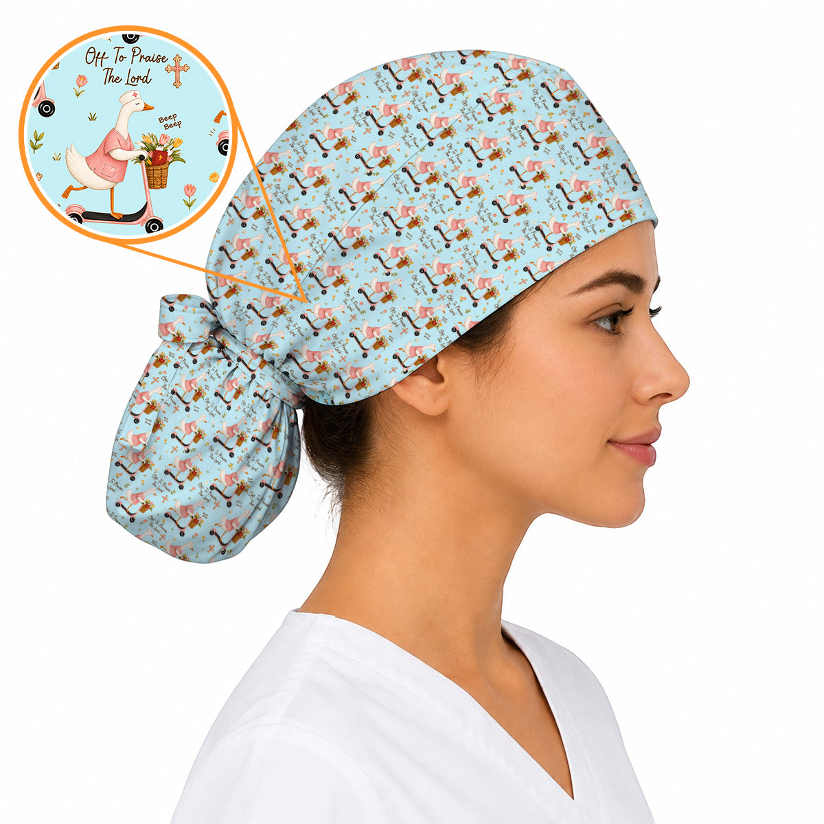 Praise The Lord Goose Scrub Cap, Christian Nurse Scrub Caps, Faith Inspired Gift For Nurses