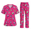 Cat On Wheels Pattern Scrub Top, Funny Cats Scrub Top for Women, Breathable Fabrics Nursing Uniform