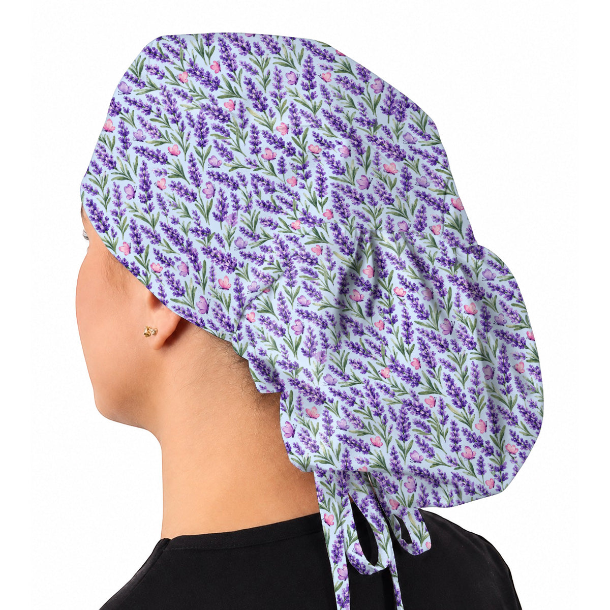 Charming Lavender Scrub Caps, Purple Lavender Butterfly Nurse Scrubs Cap, Botanical Floral Gift For Nurses