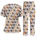 Funny Autumn Cat Scrub Top, Cozy Fall Cat Scrubs Nurse for Cat Lovers, Breathable Fabrics Nursing Uniform