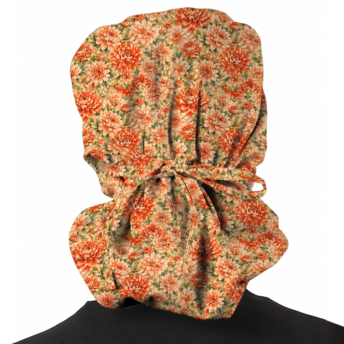 Dahlia Floral Scrub Caps, Vintage Dahlia Flower Print Scrubs, Botanical Nurse Cap