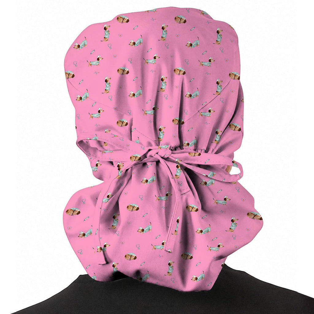 Dachshund Nurse Scrub Cap, Cute Wiener Dog Nursing Uniform for Dog Lovers, Comfortable Nurse Scrubs for Healthcare Workers